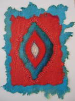 Hand-made paper, dyed with Procion, hand-stitched.