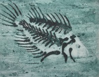 Mono-print of fossil fish