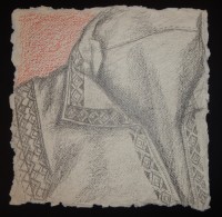 Pencil drawing of antique counted-thread embroidery