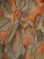 Water-colour of flaking rock