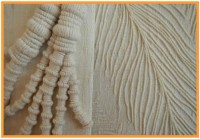Wrapping over crochet-cotton, machine pin-tucks on khadi silk.